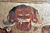 Bagan Myanmar. Sulamani temple. Ogres painted on the major doorways welcome the visitor. 